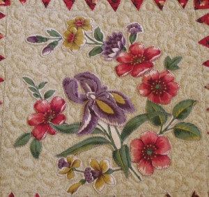 Sarah Morrell Quilt, Broderie Perse Applique Block with Free-hand Filler Quilting