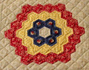 Sarah Morrell Quilt, Hexagon Block with mix of Echo and Cross-Hatching
