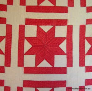 Image of Red and White Quilt detail